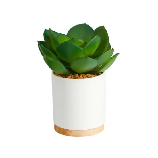6'' Succulent Artificial Plant in White Ceramic Planter {1}