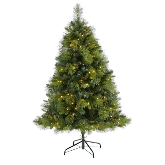 5ft. Pre-Lit North Carolina Mixed Pine Artificial Christmas Tree, Warm White LED Lights {1}