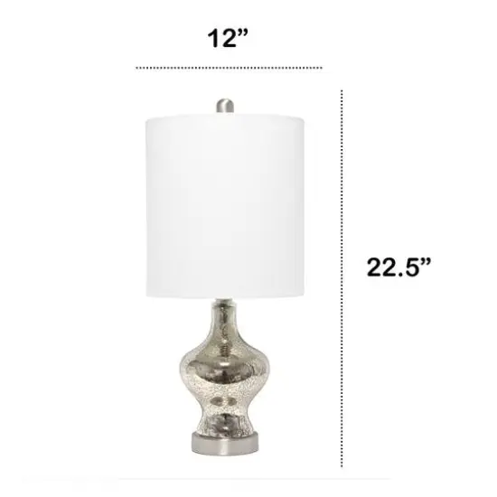 Lalia Home 22.5" Paseo Table Lamp with White Fabric Shade Mercury and Linen White {4}