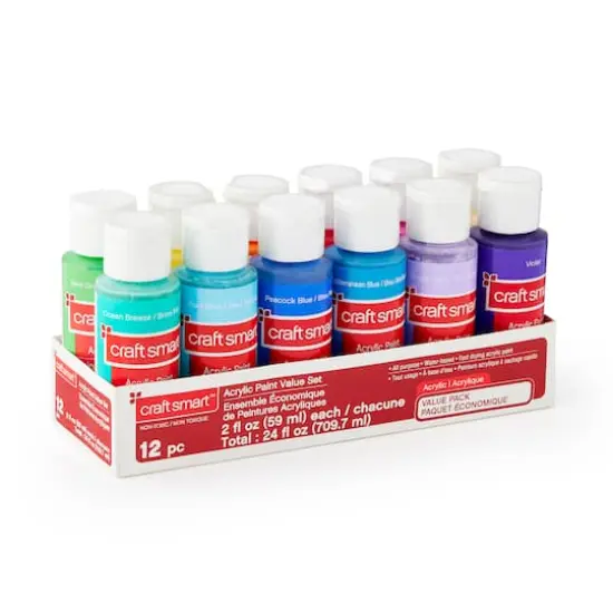 12 Color Bright Acrylic Paint Value Pack by Craft Smart&reg; {5}