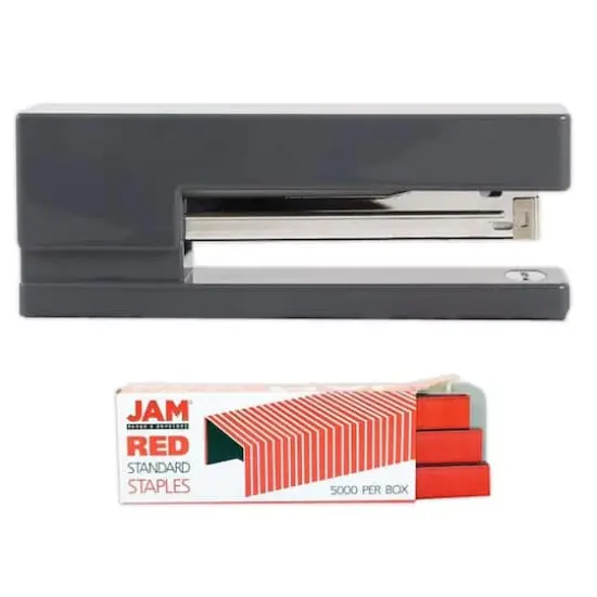 JAM Paper Desk Stapler & Staples Set Gray/Red {1}