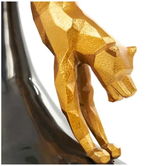 24" Black & Gold Leopard Accent Table {6}