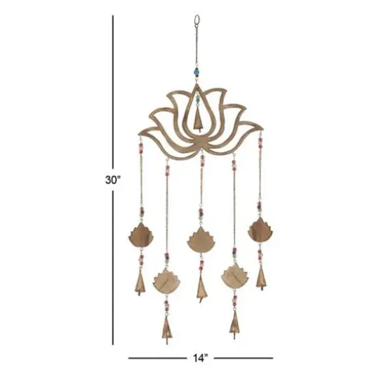 Gold Mango Wood Eclectic Style Windchime, 15" x 30" {11}