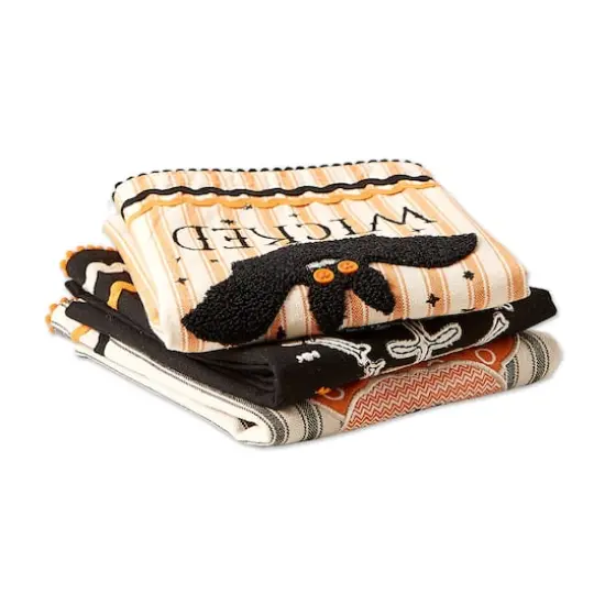DII&reg; Embellished Halloween Happy Haunting Wicked Treats Dishtowels Set {4}