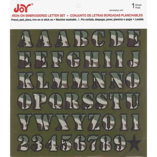 Joy&reg; 1" Iron-On Embroidered Camo Letter Set Brown {2}