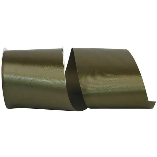 JAM Paper 4" x 50yd. Satin Allure Single Face Ribbon Dark Olive {1}