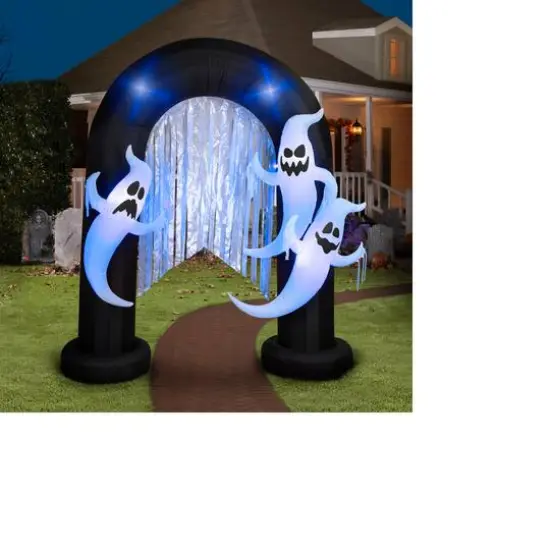 9ft. Airblown&reg; Halloween Inflatable Ghost Archway with Flickering Black Lights & Metallic Streamers {3}