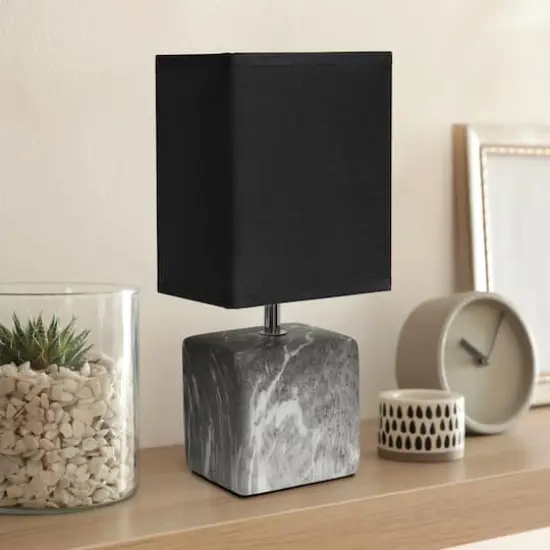 Simple Designs Black Marbled Ceramic Table Lamp {5}