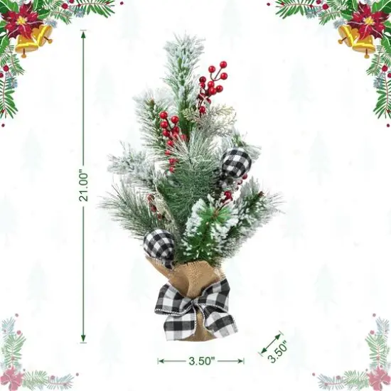 Glitzhome&reg; 21" Flocked Pine & Berries Table Tree {8}