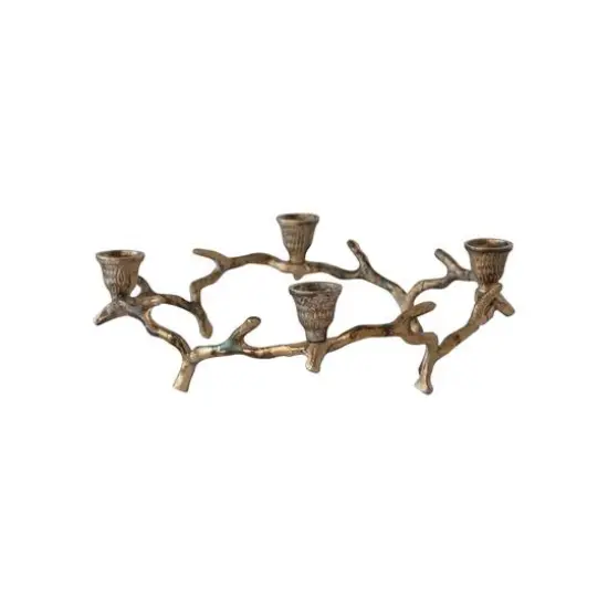 Hello Honey&reg; 13" Oxidized Antique Gold Finish Aluminum Wreath Advent Taper Candle Holder {1}