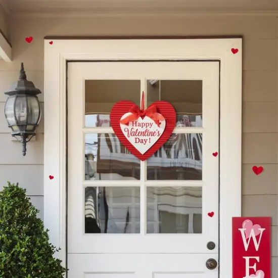 Glitzhome&reg; 13.5" Valentine's Wooden Heart Door Hanger {3}
