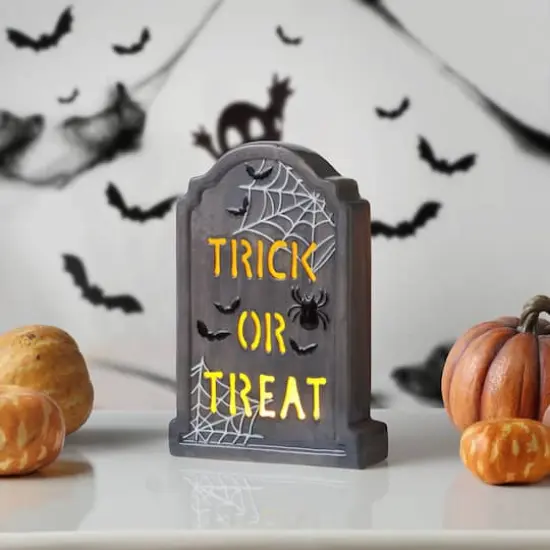 Mr. Halloween 10" Ceramic LED Trick Or Treat Tombstone {4}