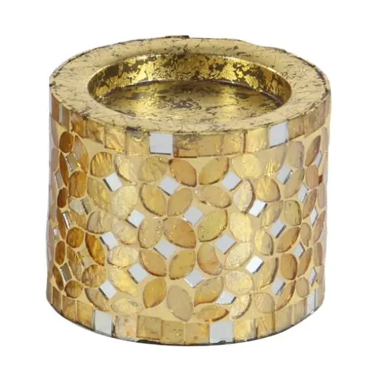 Gold Metal Glam Candle Holder Set {4}