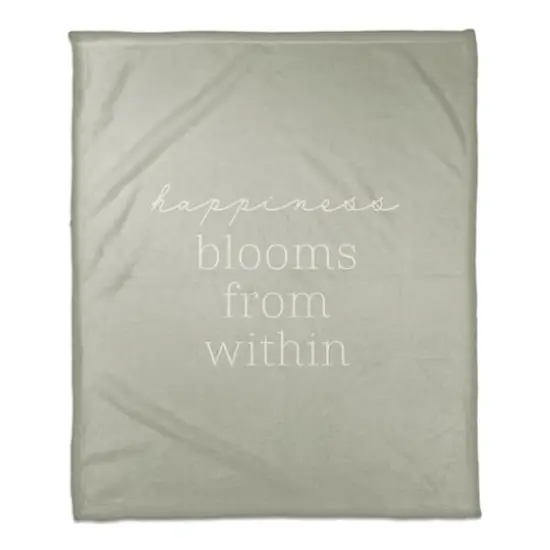 50" x 60" Sage Happiness Blooms From Within Coral Fleece Throw Blanket {1}