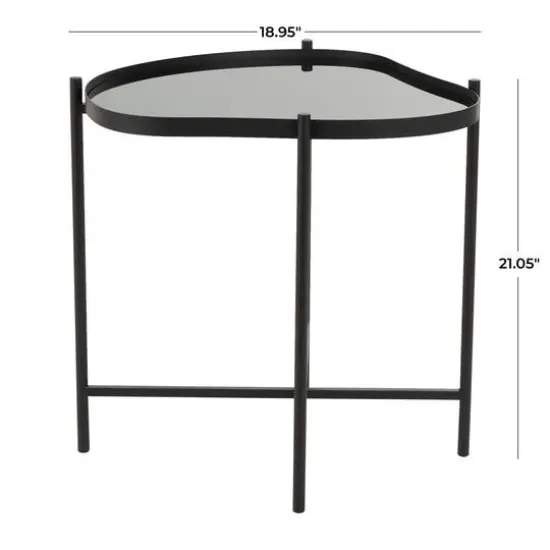 Black Metal Abstract Wavy Accent Table with X-Shaped Base {9}