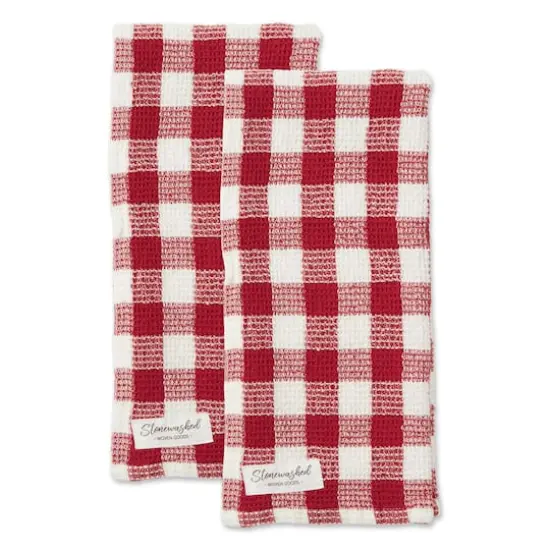 DII&reg; Checker Washed Waffle Dish Towels, 2ct. Red Cider {5}