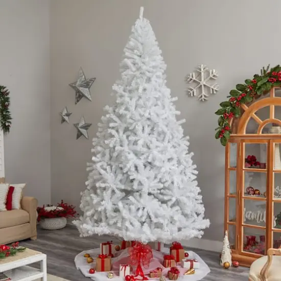 11ft. Pre-Lit White Artificial Christmas Tree, White LED Lights {7}