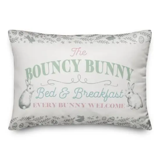 The Bouncy Bunny Bed & Breakfast Throw Pillow {1}