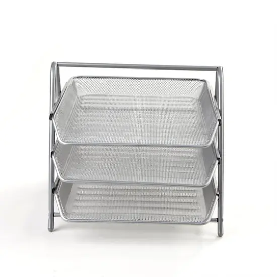 Mind Reader Desk Organizer with 4 Sliding Trays Silver {7}