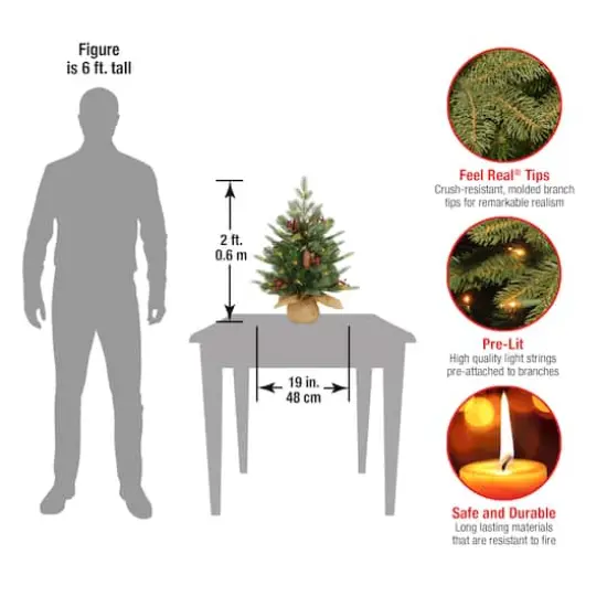 2ft. Pre-Lit Nordic Spruce&reg; Artificial Christmas Tree, Warm White LED Lights {5}