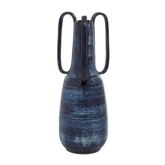Blue Ceramic Contemporary Vase, 17" x 7" x 7" {7}