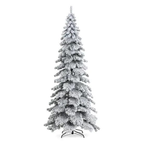 9ft. Pre-Lit Flocked Layered Spruce Artificial Christmas Tree, Warm White LED Lights {7}