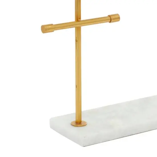Gold Marble Modern Jewelry Stand, 13" x 12" x 4" {8}