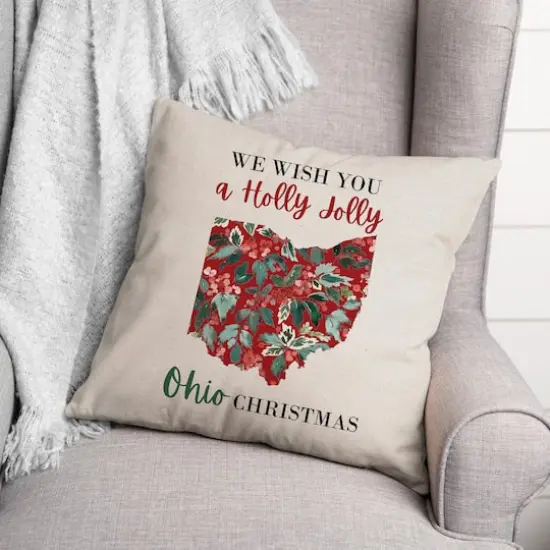 We Wish You a Holly Jolly Ohio Christmas Throw Pillow {3}