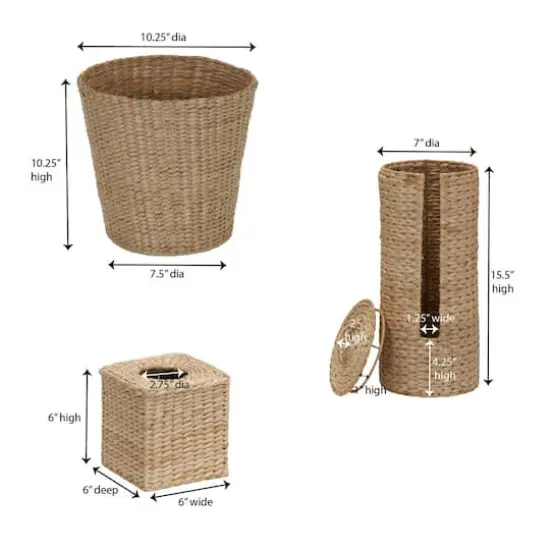 Household Essentials Wicker Bathroom Accessories Set Brown {4}
