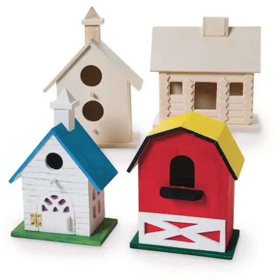 S&S Worldwide&reg; DIY Wooden Birdhouse, 4ct. {3}