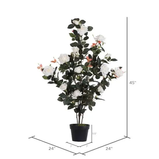 45" Artificial White Rose Plant in Pot {5}