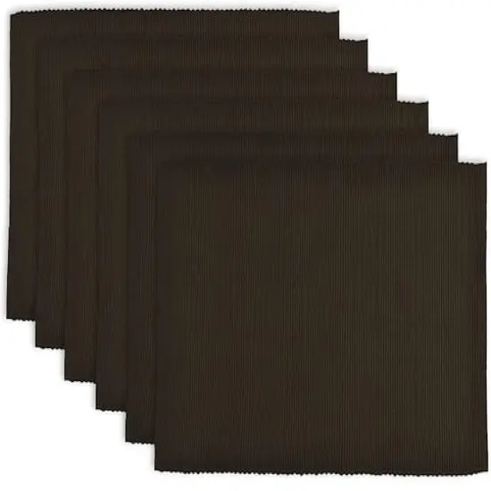 DII&reg; Ribbed Cotton Placemats, 6ct. Dark Brown {1}