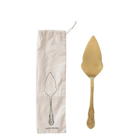 Hello Honey&reg; 11" Brass Cake Server in Printed Drawstring Bag {1}