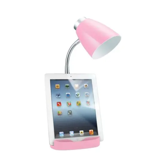 LimeLights 18.5" Gooseneck Organizer Desk Lamp with Tablet Stand Pink {7}