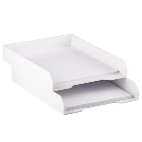 JAM Paper Stackable Desktop Paper Tray, 2ct. White {4}
