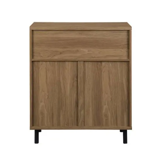Walker Edison English Oak Mesh Metal Accent Cabinet {4}