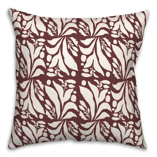 18" Fun Foliage Indoor/Outdoor Pillow Maroon {1}
