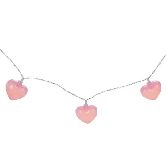 10ct. Pink LED Valentine's Day Heart String Lights with Clear Wire {4}