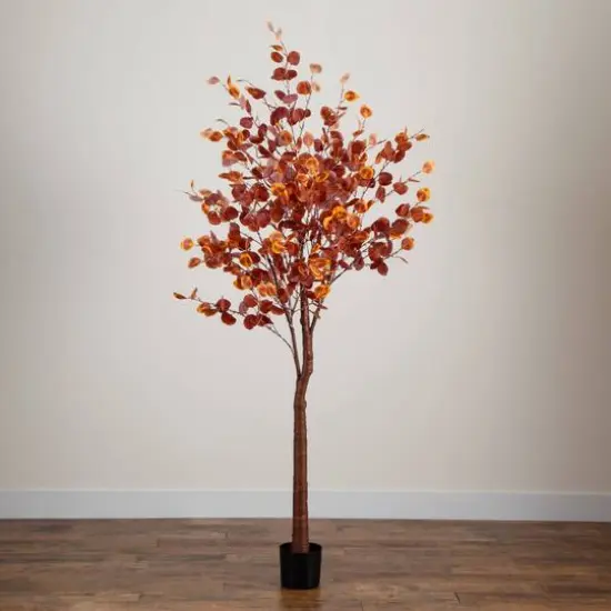 7ft. Pre-Lit Grand Autumn Eucalyptus Artificial Fall Tree with 420 Warm White LED Lights {7}