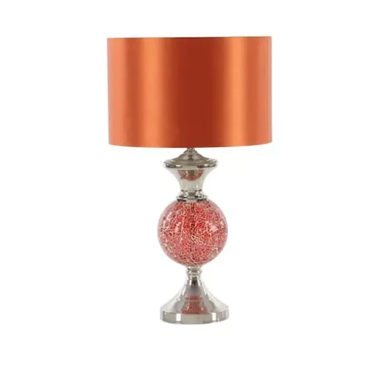 Set of 2 Red Glass Glam Table Lamp, 25" {3}