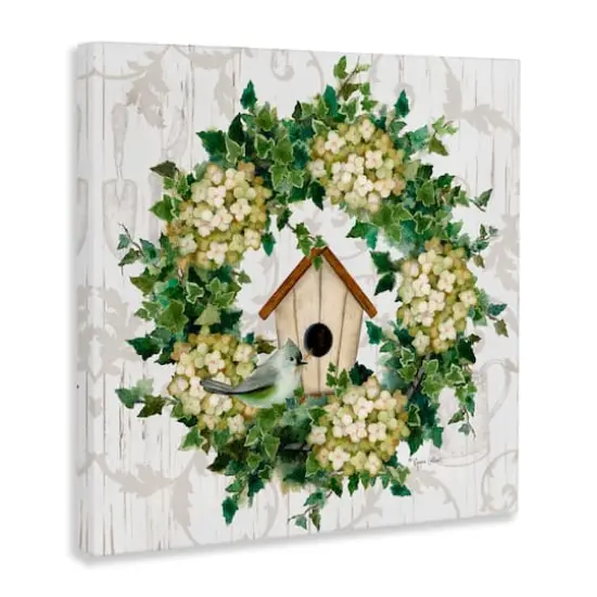Stupell Industries Spring Birdhouse Wreath Canvas Wall Art {4}