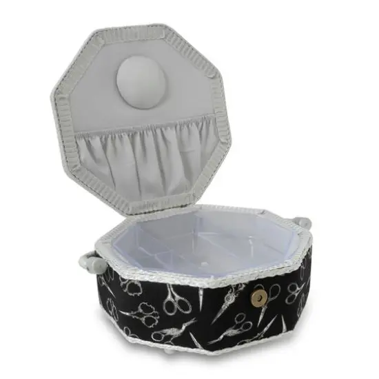 Dritz&reg; Small Black Scissors Octagon Sewing Basket {3}