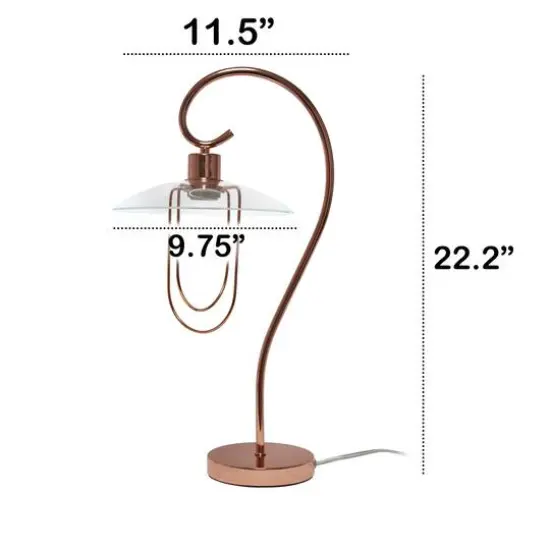 Lalia Home Modern Metal Scroll Table Lamp Rose Gold {4}