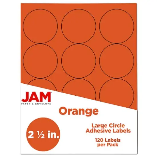 JAM Paper 2.5" Circle Product & Container Labels, 120ct. Orange {1}