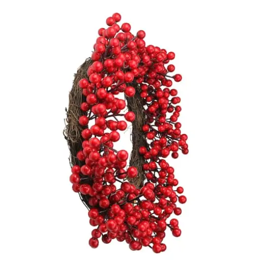 16" Artificial Red Berries Wreath, Unlit {6}