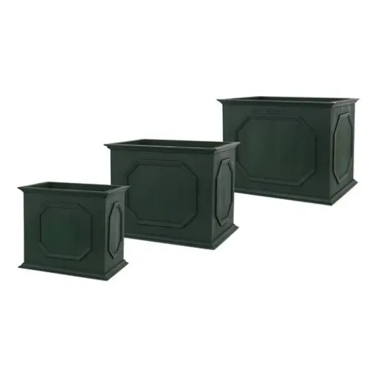 Green Rectangle Wood Planter Box Set {1}