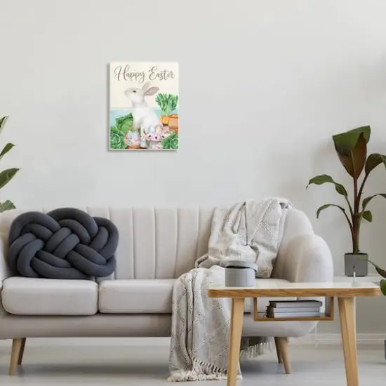 Stupell Industries Happy Easter Bunny Rabbit Greens Eggs Basket Wall Plaque Art {3}