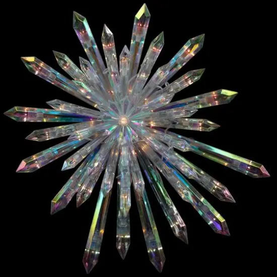 14" Lighted Iridescent Icicle Christmas Tree Topper, Clear Lights {13}