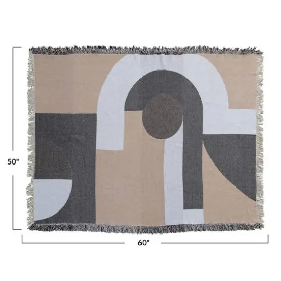 Hello Honey&reg; Multicolor Modern Recycled Cotton Throw Blanket with Print & Fringe {6}