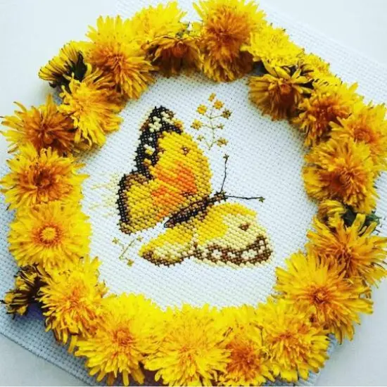 Alisa Colourful Butterflies - Yellow Cross Stitch Kit {4}